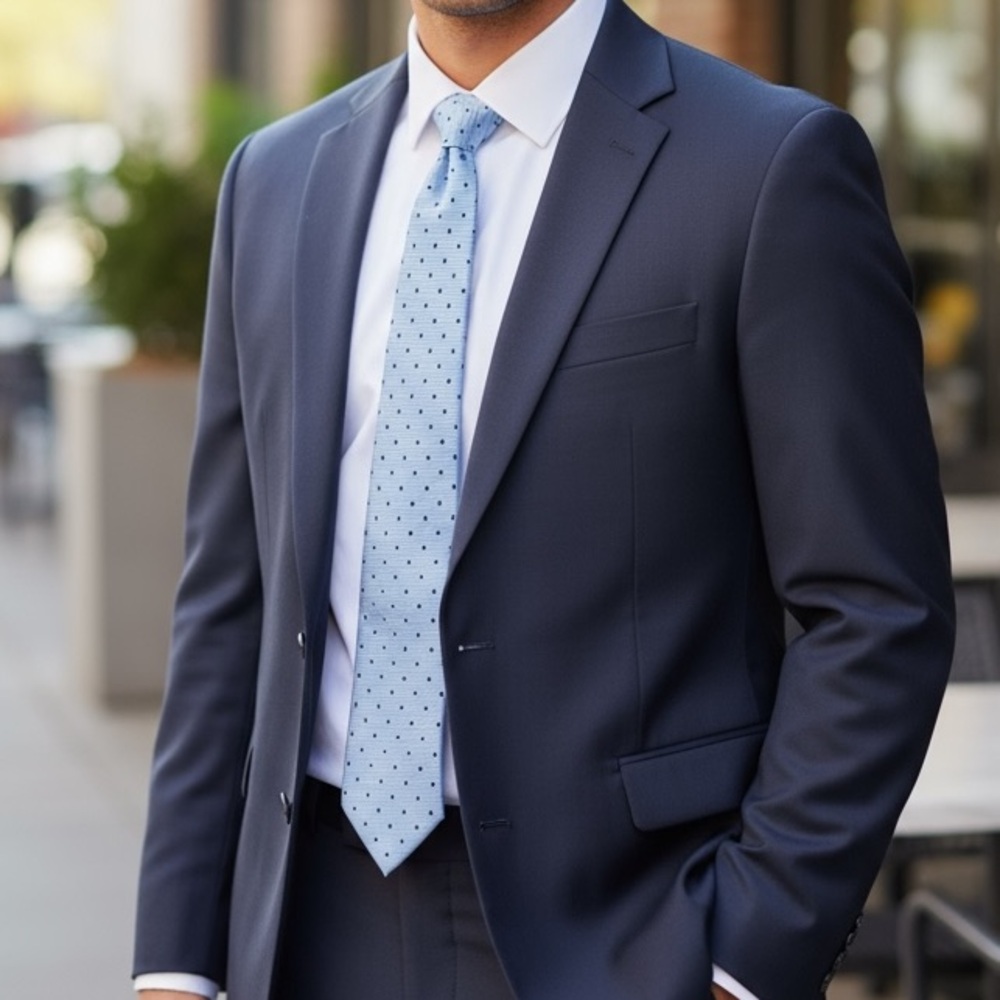 WEEJ Light Blue Polka Dot Tie Classic Men’s Necktie